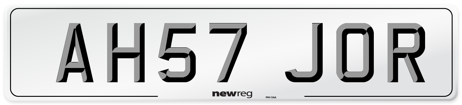 AH57 JOR Number Plate from New Reg